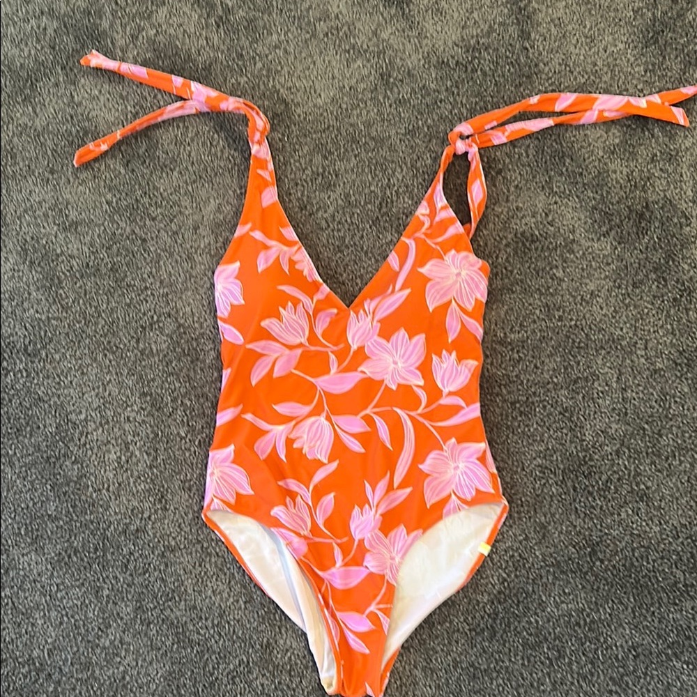 Summersalt Orange and Pink One Piece Swimsuit with Adjustable Straps